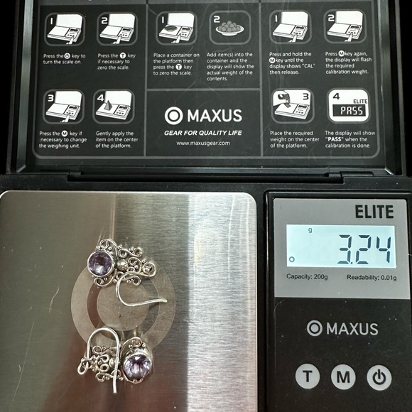 Sterling Silver Amethyst Drop Earrings - Picture 10 of 12